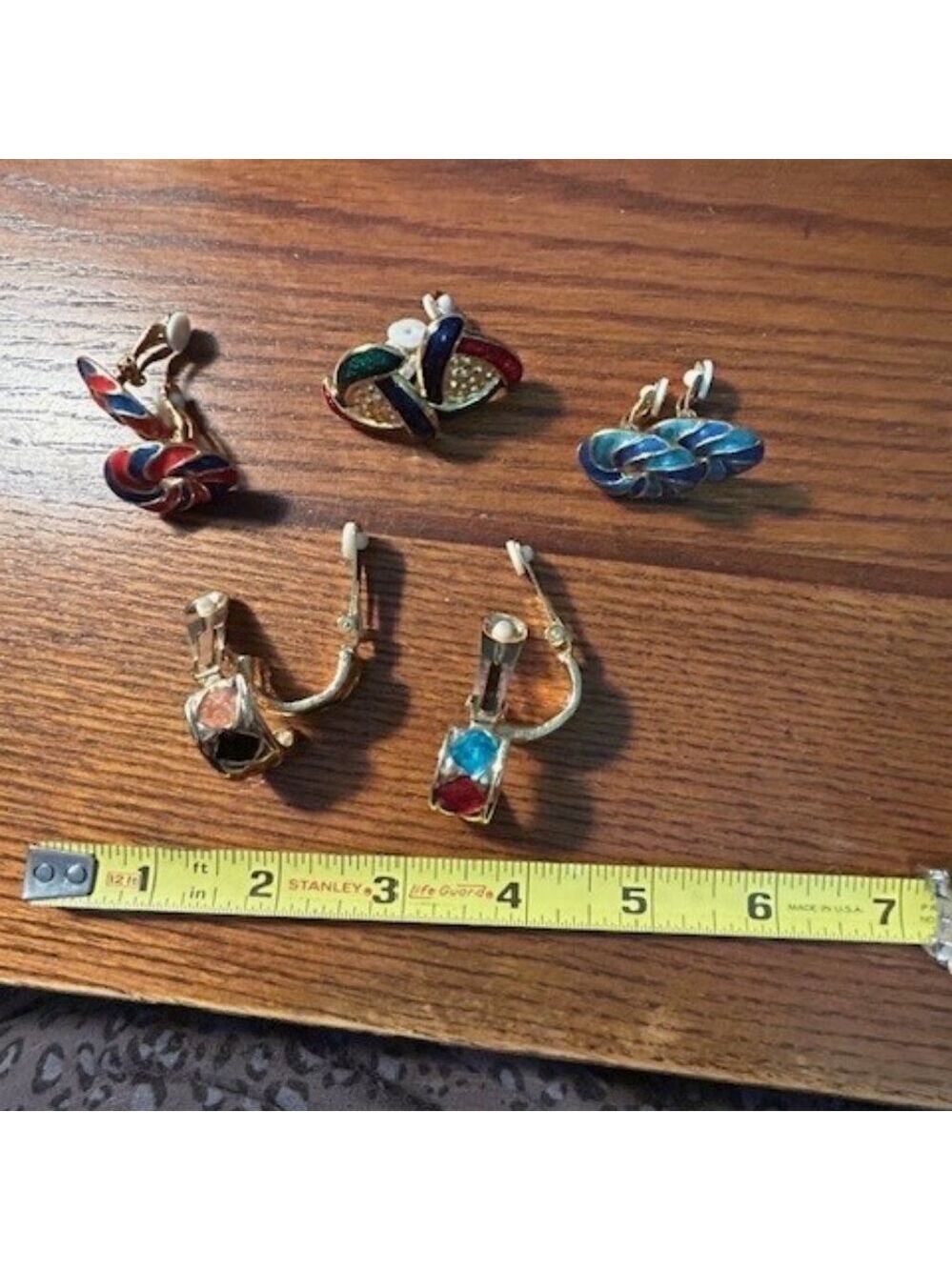 5 Pair of beautiful, colorful, clip earrings - Picture 9 of 10